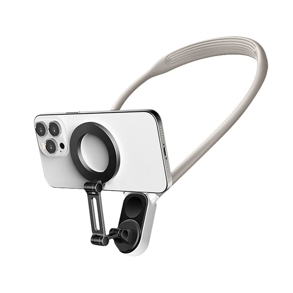 Magnetic Neck Mount Phone Holder Selfie Phone Holder for Video Recording - White