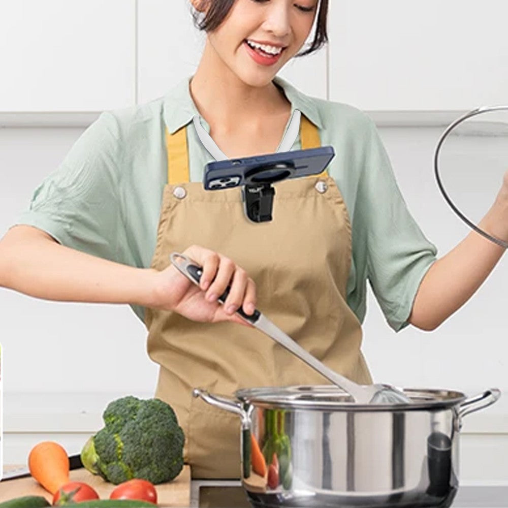 Magnetic Neck Mount Phone Holder Selfie Phone Holder for Video Recording - White