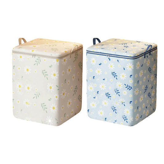 2Pcs Large Capacity Storage Bin Non-Woven Fabric Quilt Storage Bag - Daisy Style