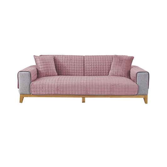 210x70cm Flannel Sofa Cushion Cover Non-Slip Thickened Sofa Towel - Pink