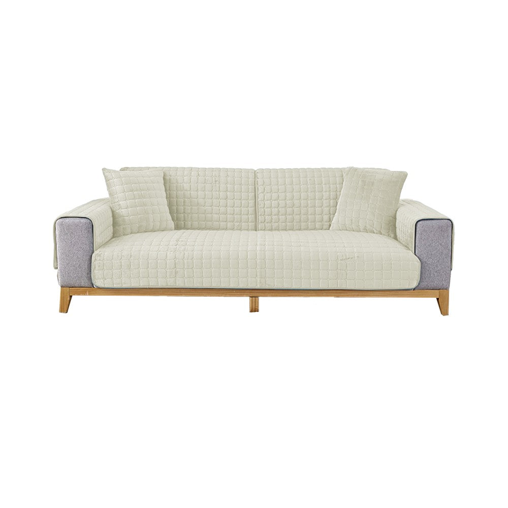 180x70cm Flannel Sofa Cushion Cover Non-Slip Thickened Sofa Towel - White