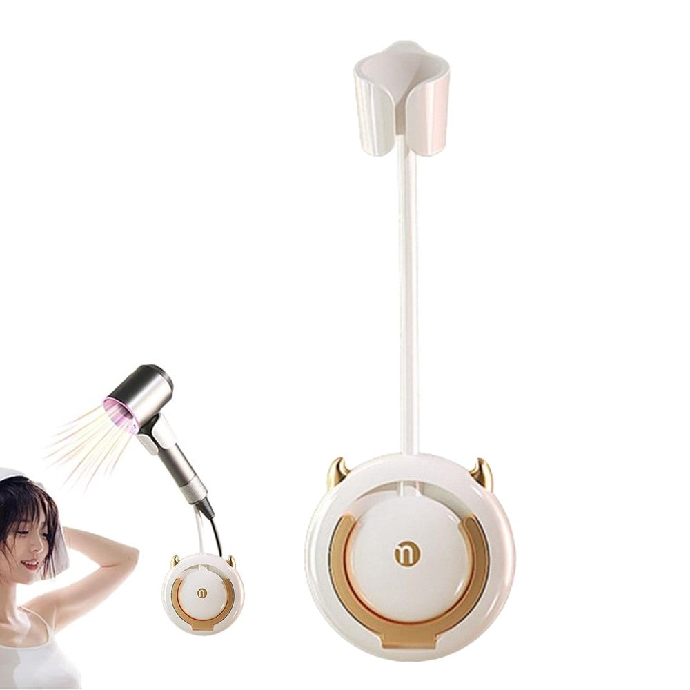 Hands-Free Hair Dryer Holder Wall-Mounted Lazy Hair Dryer Bracket - White-Gold