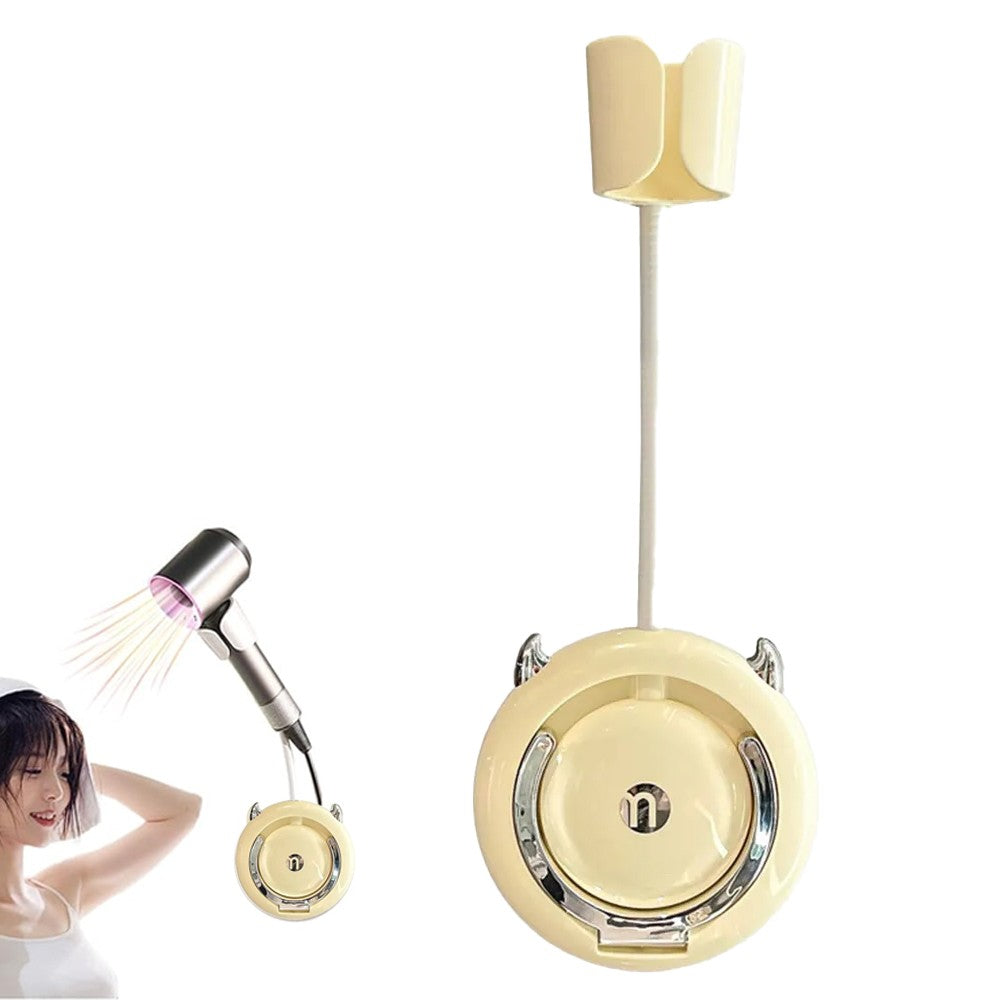 Hands-Free Hair Dryer Holder Wall-Mounted Lazy Hair Dryer Bracket -Yellow-Silver