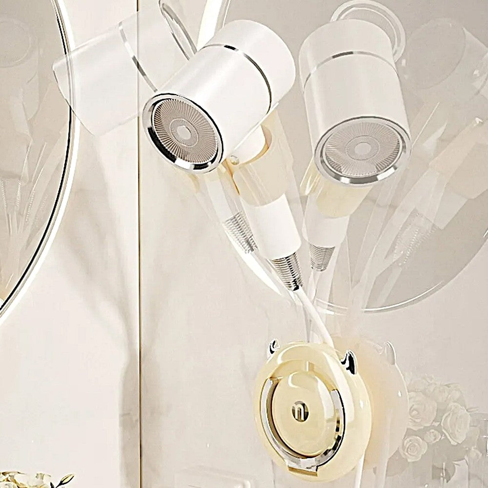 Hands-Free Hair Dryer Holder Wall-Mounted Lazy Hair Dryer Bracket -Yellow-Silver