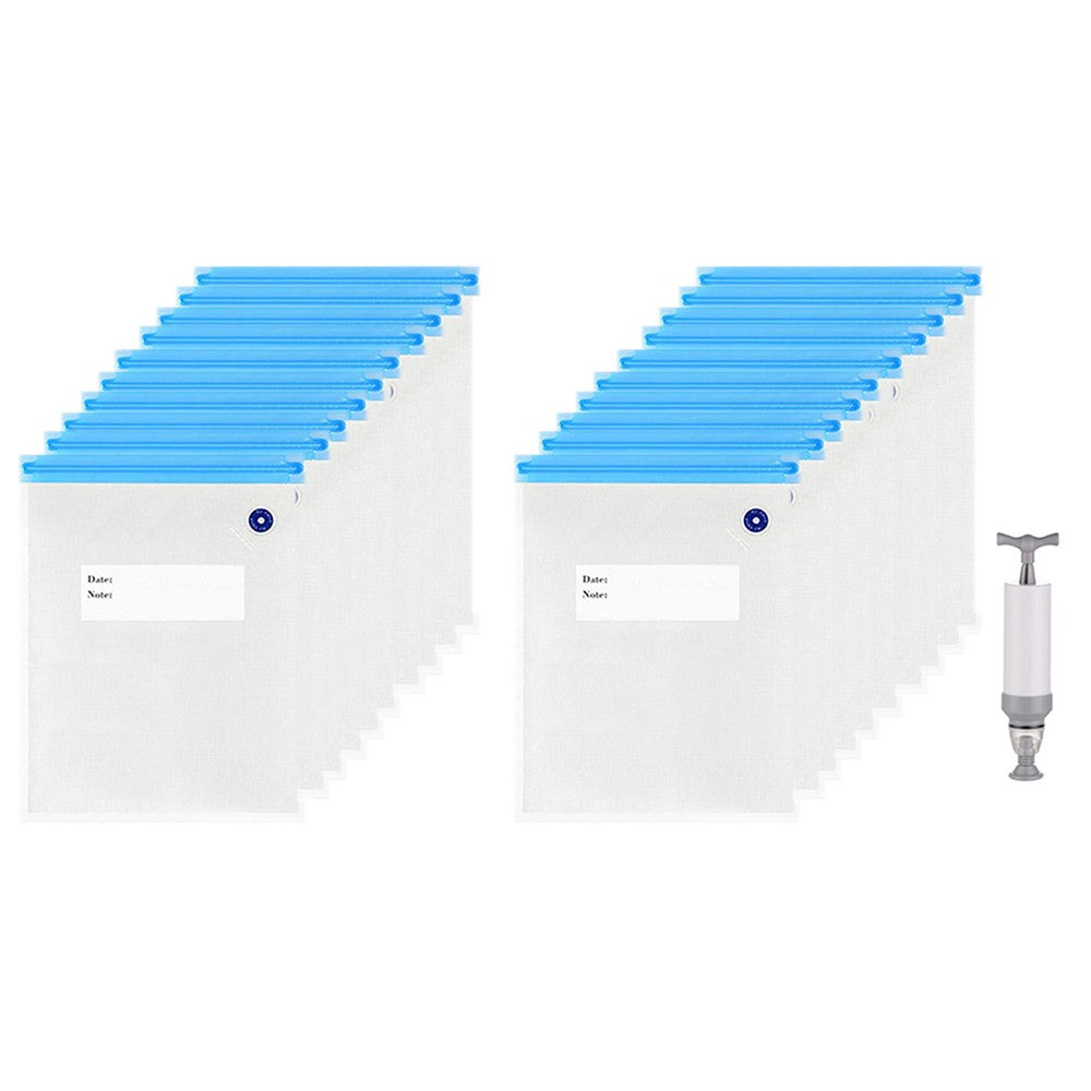 20 Pieces 22x28cm Reusable Food Vacuum Sealer Bags with Manual Pump