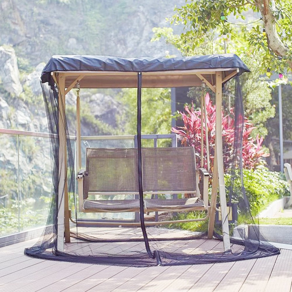 205x125x205cm Outdoor Swing Chair Mosquito Net with Water-resistant Top Cloth