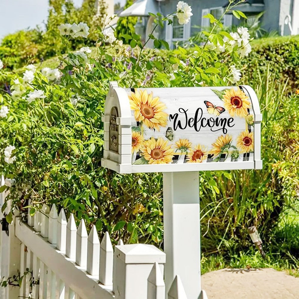 2Pcs Sunflower Mailbox Cover Garden Post Letter Box Wrap Farmhouse Decor