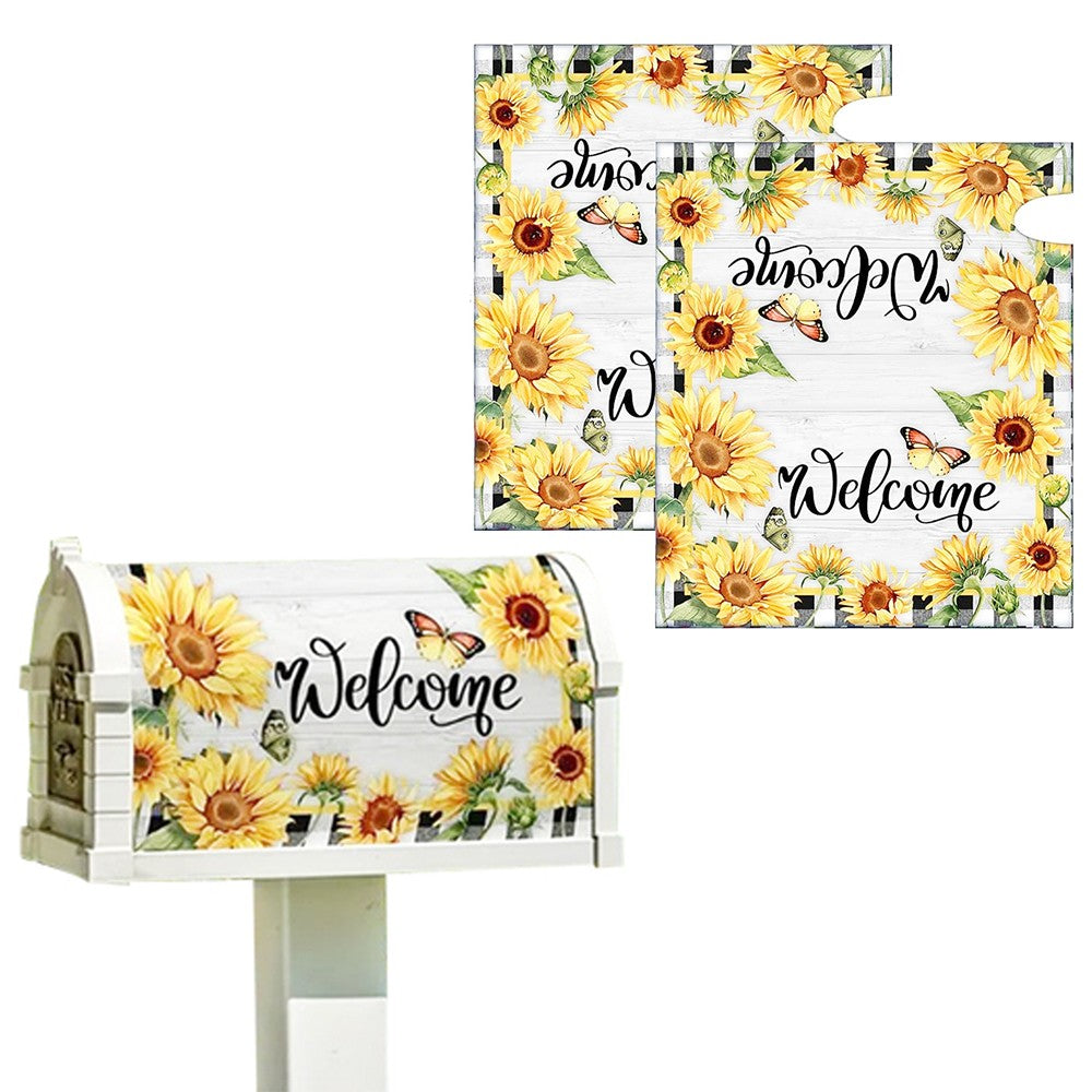 2Pcs Sunflower Mailbox Cover Garden Post Letter Box Wrap Farmhouse Decor