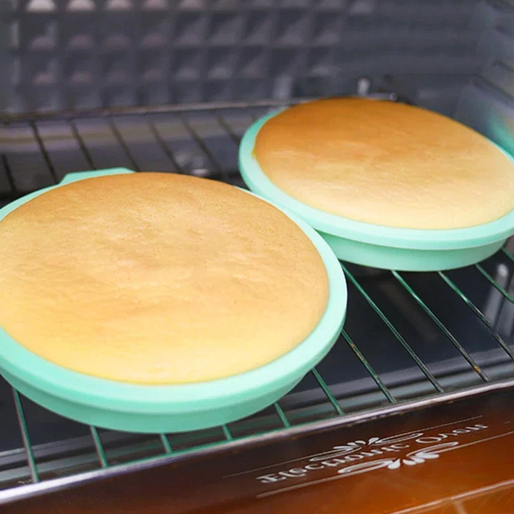 2Pcs 6-Inch Round Silicone Cake Pan Non-Stick Silicone Baking Mold - Green