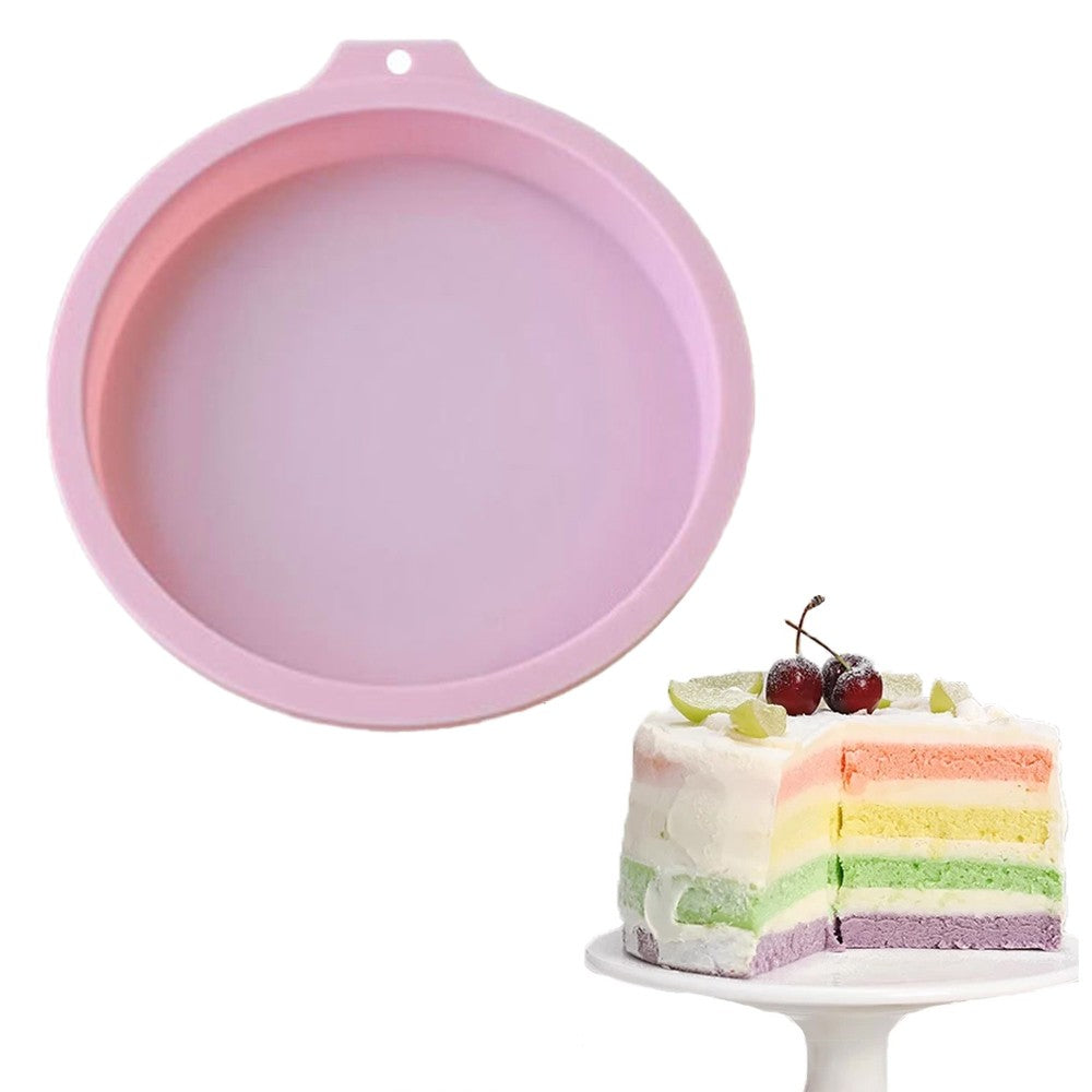 1Pc 6-Inch Round Silicone Cake Pan Non-Stick Silicone Baking Mold - Pink
