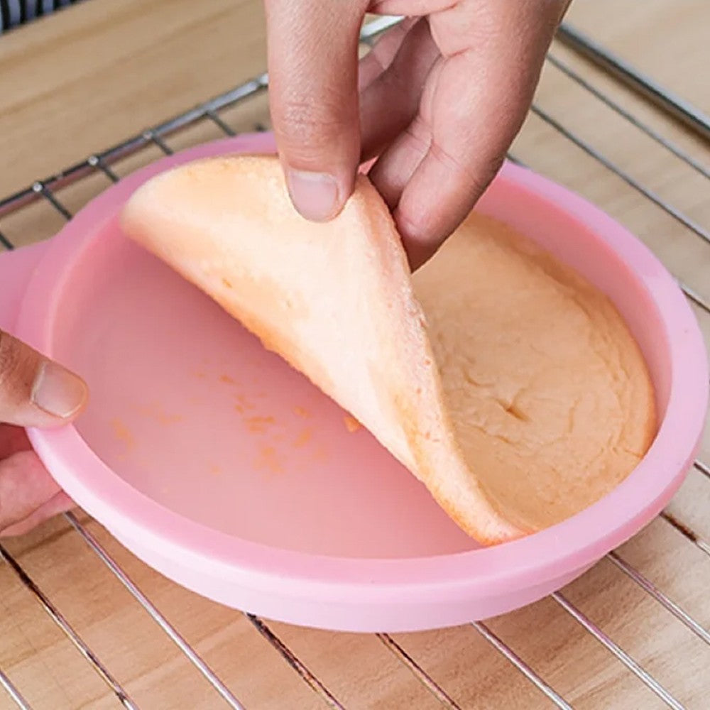 2Pcs 6-Inch Round Silicone Cake Pan Non-Stick Silicone Baking Mold - Pink