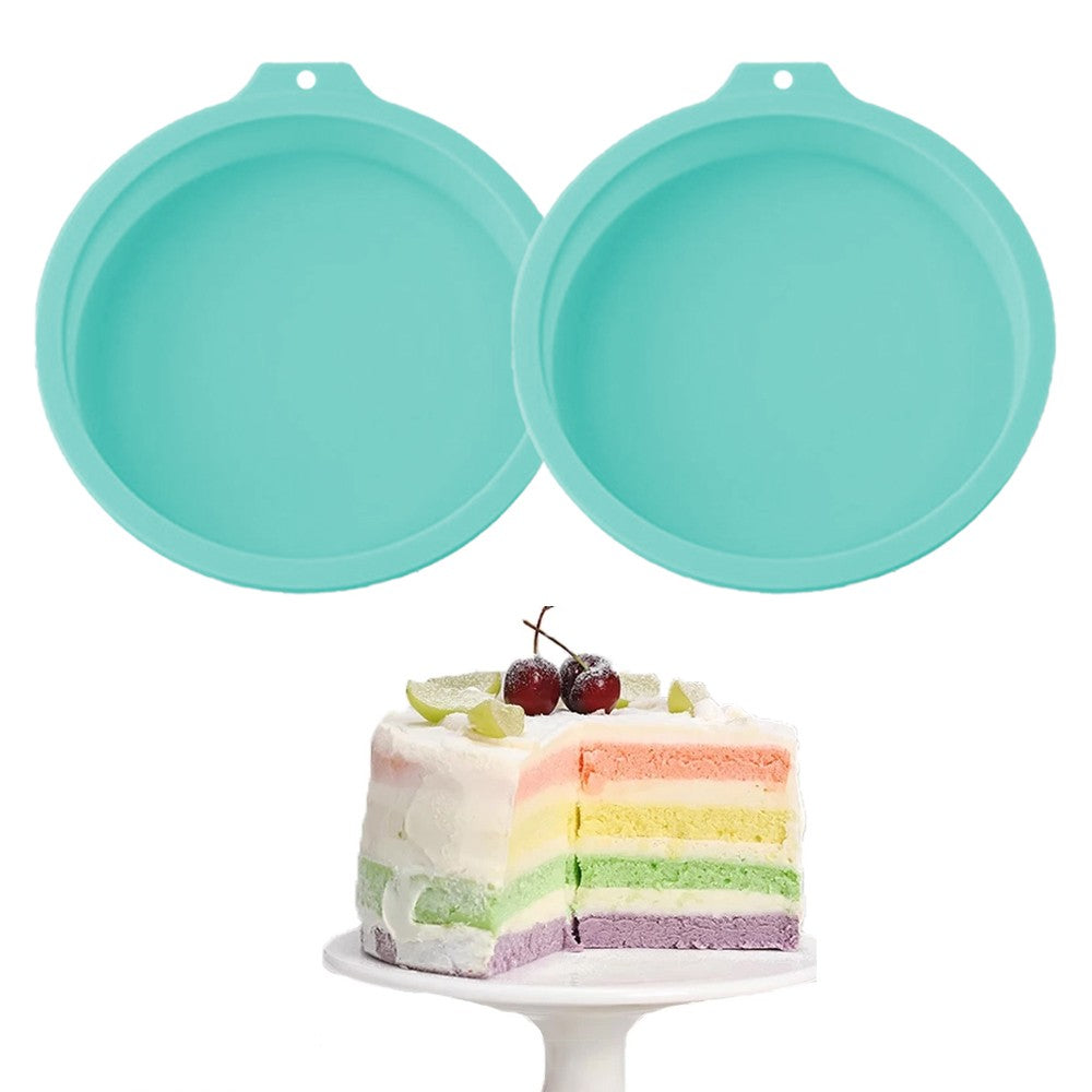 2Pcs 6-Inch Round Silicone Cake Pan Non-Stick Silicone Baking Mold - Green