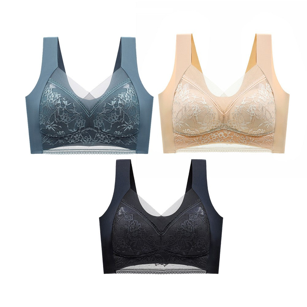 3Pcs Lace Seamless Wire Free Bra - 6XL Size
