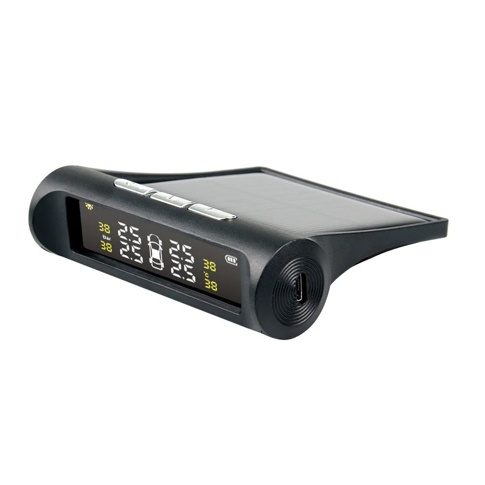 Solar Wireless TPMS Car Tire Tyre Pressure Monitor with 4 External Sensors