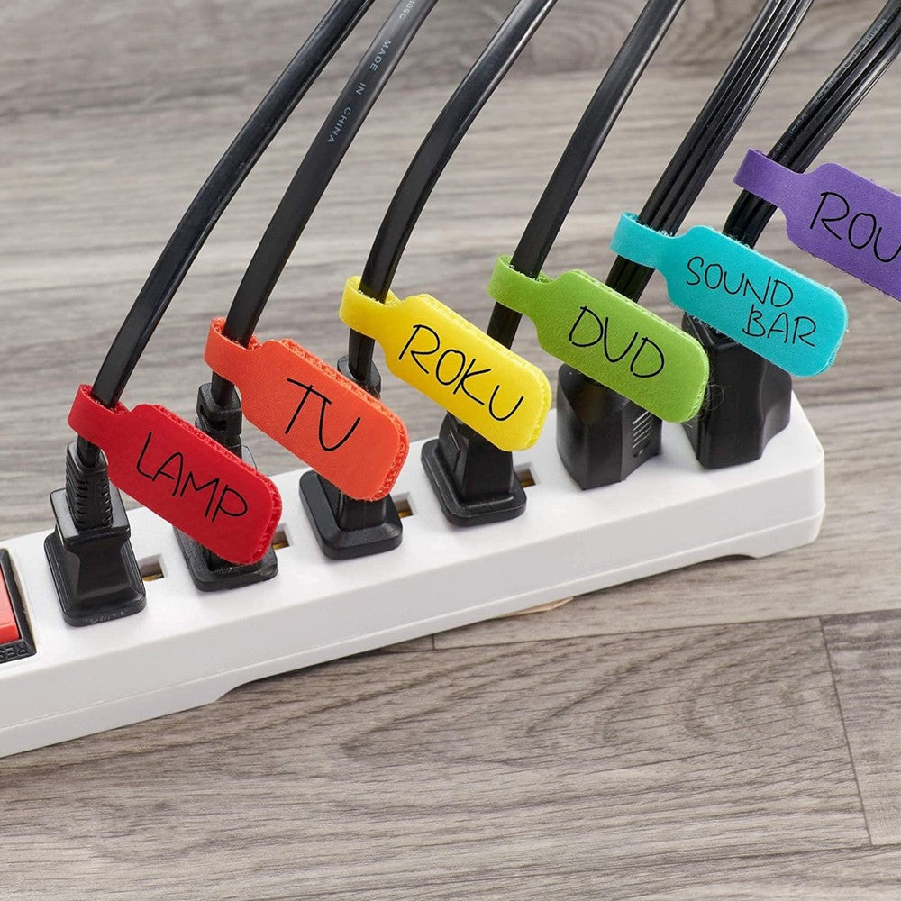 100Pcs Write-on Cable Labels Multi-Color Cord Labels Tags for Cable Management