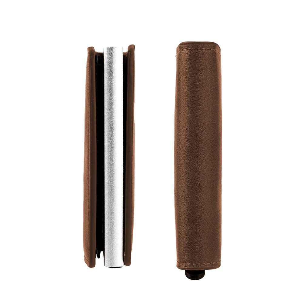 1Pc Mens Pop-up RFID Blocking Card Holder Wallet PU Leather Purse - Dark Brown