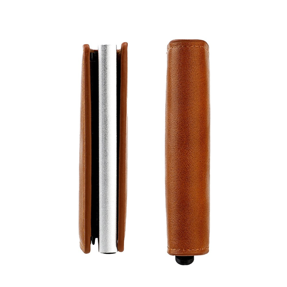 1Pc Mens Pop-up RFID Blocking Card Holder Wallet PU Leather Purse - Light Brown