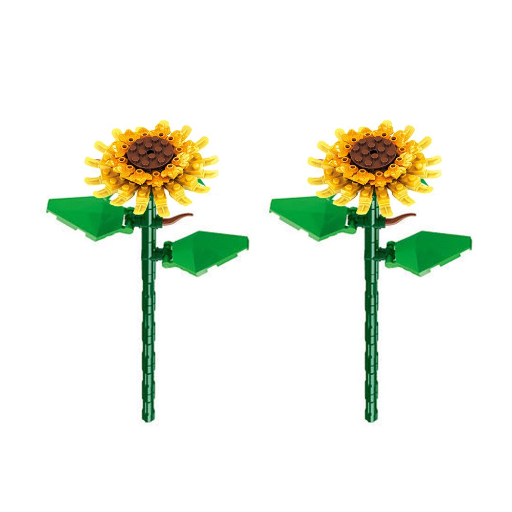 2 Sets of Flower Building Blocks Kit Home Decoration - Sunflower Style