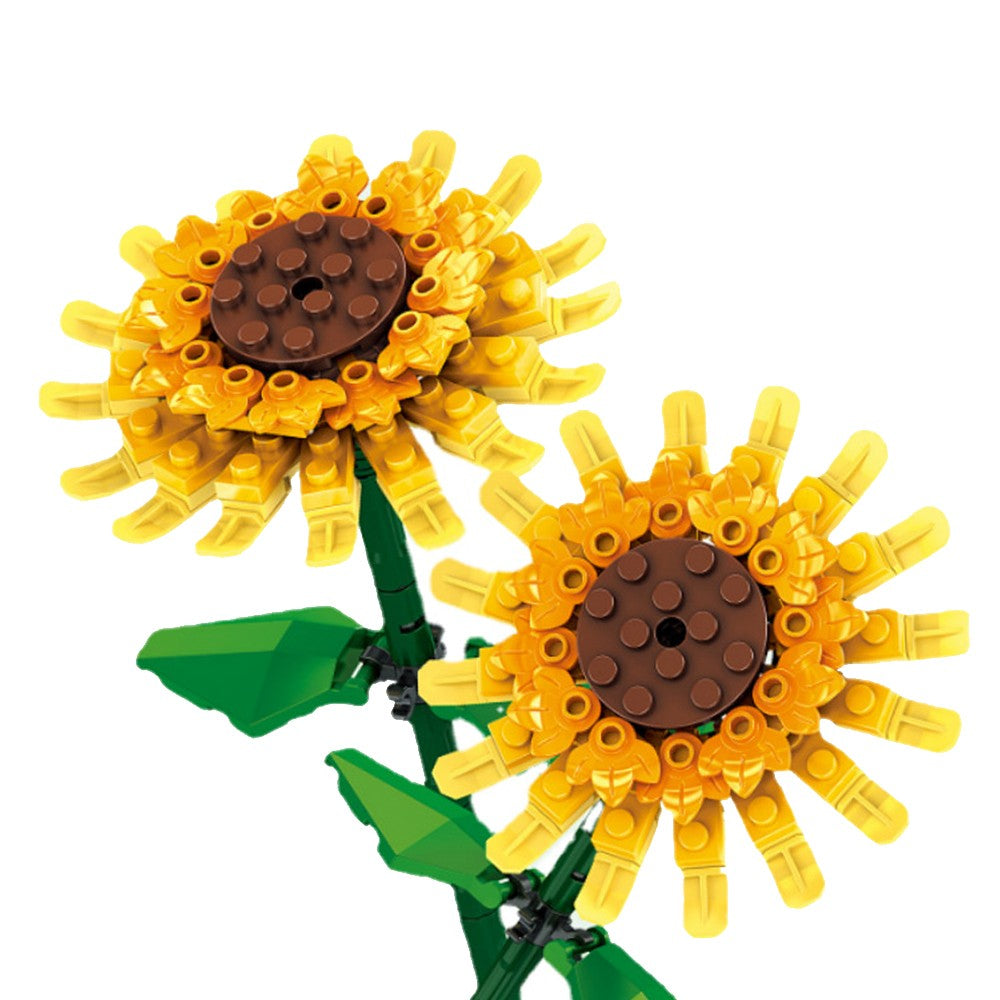 2 Sets of Flower Building Blocks Kit Home Decoration - Sunflower Style