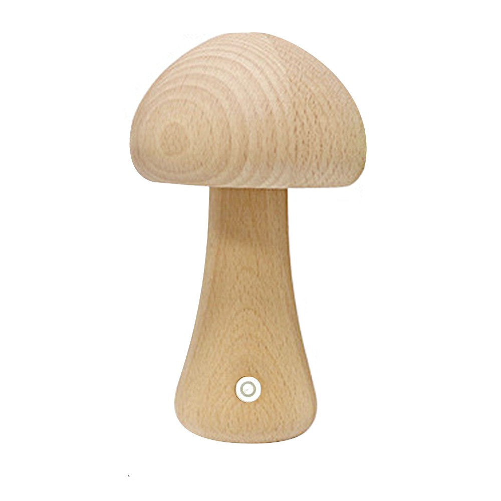 Wooden Mushroom Table Lamp Touch Dimming Night Light Rechargeable Bedside Lamp