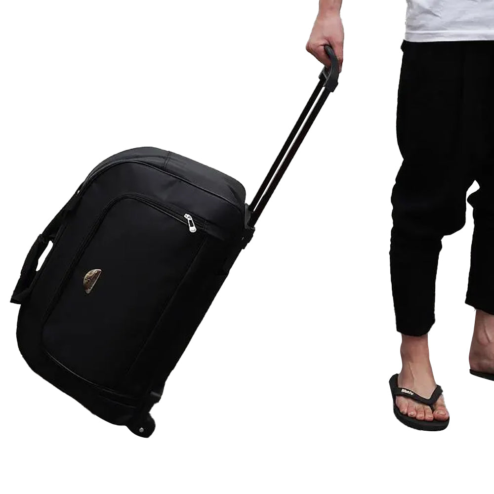 Travel 20 inch Cabin Wheeled Duffle Trolley Bag Handles Carry Bag - Black