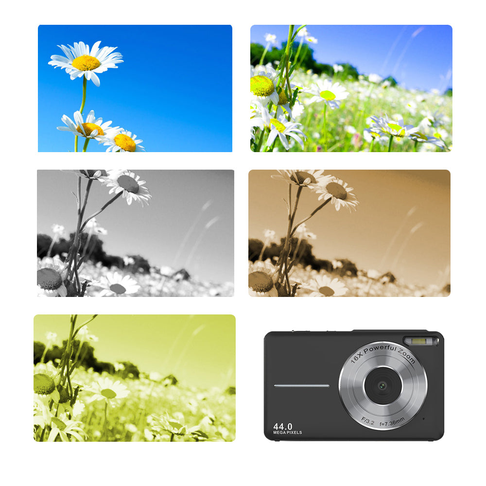 44MP Digital Camera 16X Zoom with 32GB Card Compact Portable Camera Black
