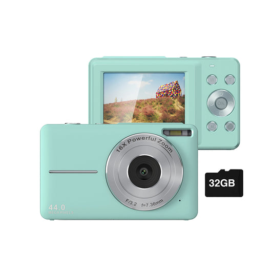 44MP Digital Camera 16X Zoom with 32GB Card Compact Portable Camera  Green