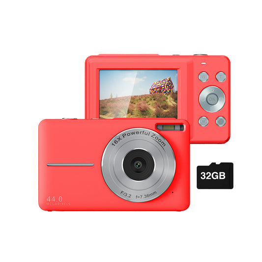 44MP Digital Camera 16X Zoom with 32GB Card Compact Portable Camera Red