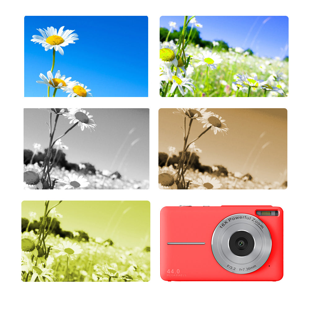 44MP Digital Camera 16X Zoom with 32GB Card Compact Portable Camera Red