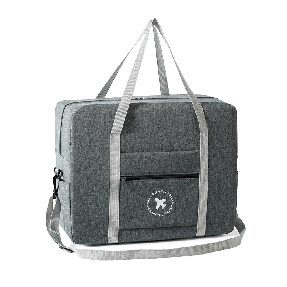 Large Capacity Travel Tote Bag Foldable Waterproof Luggage Boarding Bag - Grey