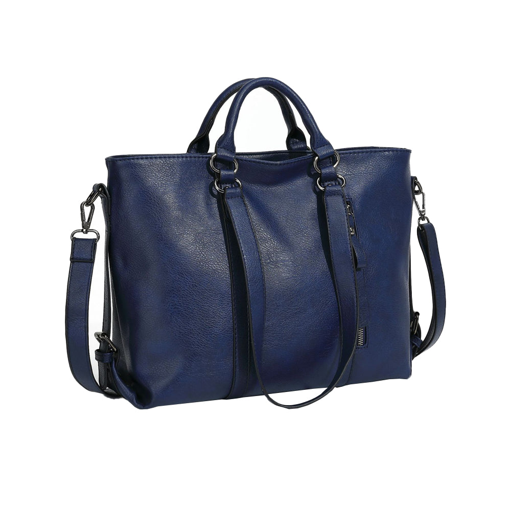 PU Leather Women's Tote Shoulder Crossbody Bag for Work and Travel - Dark Blue