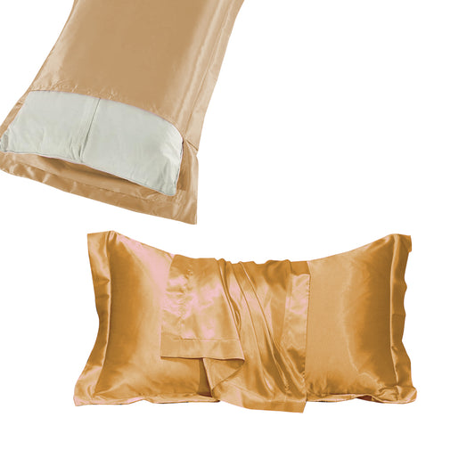 48x74cm Satin Pillowcase Solid Color Silk Soft Bedding Pillowcase - Camel
