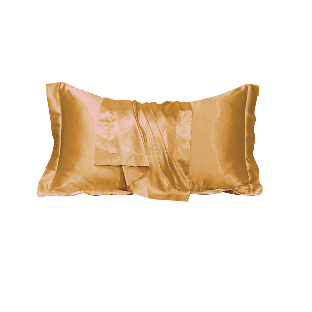 48x74cm Satin Pillowcase Solid Color Silk Soft Bedding Pillowcase - Camel