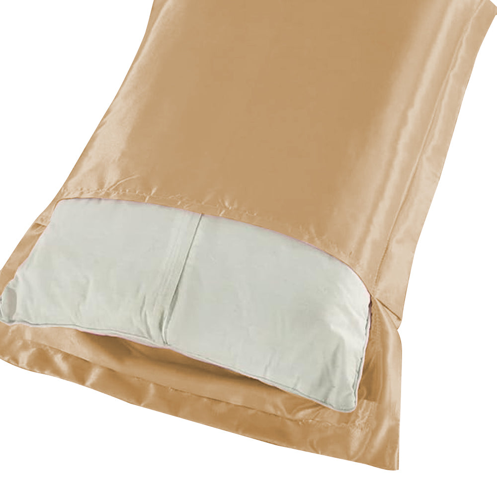 2Pcs 48x74cm Satin Pillowcase Solid Color Silk Soft Bedding Pillowcase - Camel