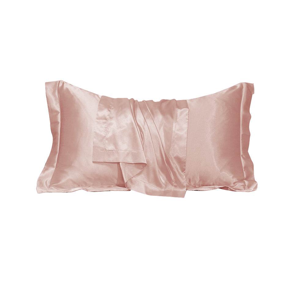 48x74cm Satin Pillowcase Solid Color Silk Soft Bedding Pillowcase - Pink