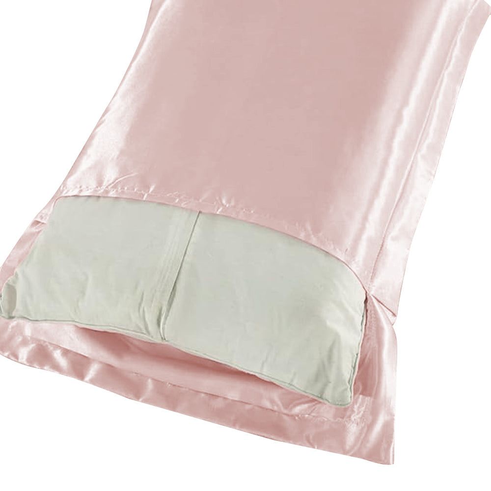 48x74cm Satin Pillowcase Solid Color Silk Soft Bedding Pillowcase - Pink