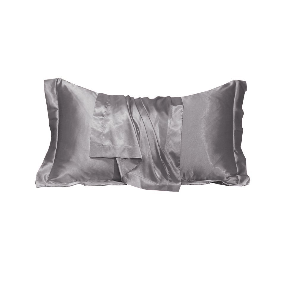 48x74cm Satin Pillowcase Solid Color Silk Soft Bedding Pillowcase - Silver