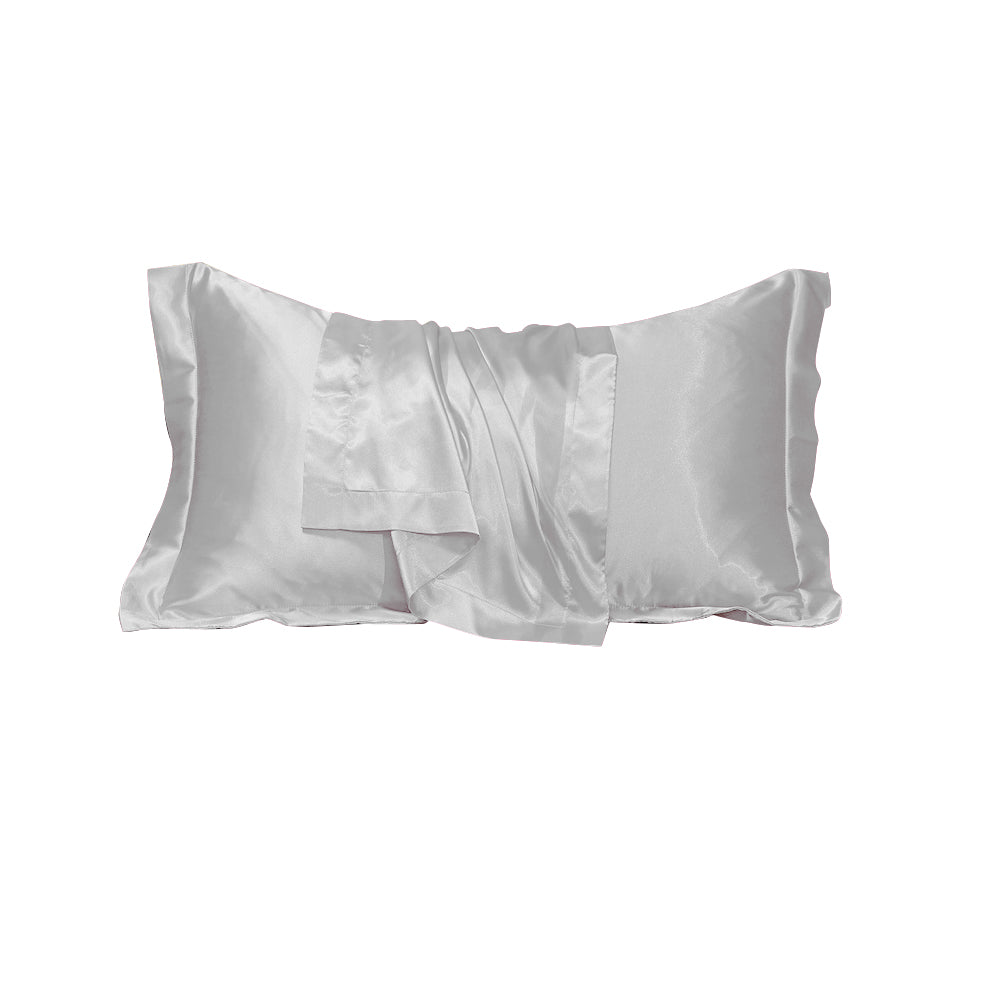 48x74cm Satin Pillowcase Solid Color Silk Soft Bedding Pillowcase - White
