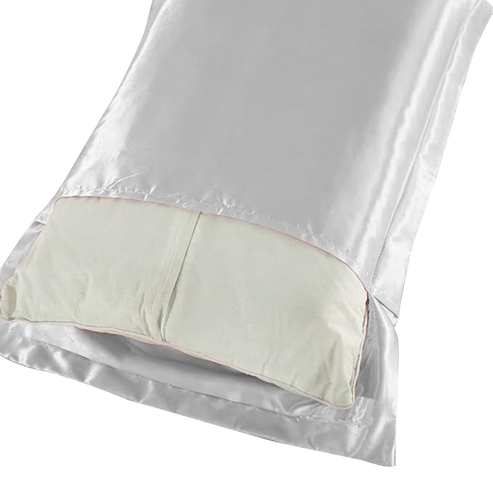 2Pcs 48x74cm Satin Pillowcase Solid Color Silk Soft Bedding Pillowcase - White