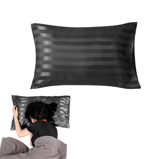 51x76cm Satin Pillowcase for Hair and Skin Envelope Closure Pillowcase - Black