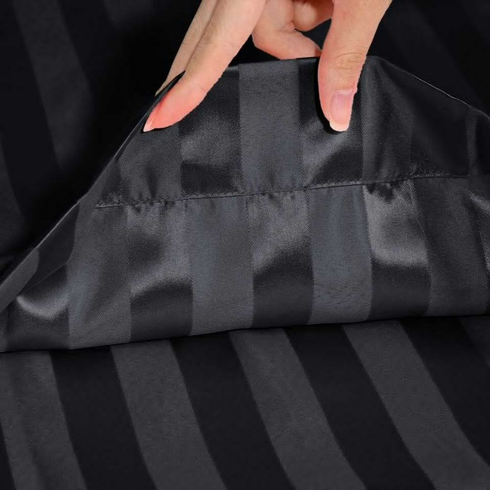 2Pcs 51x76cm Satin Pillowcase for Hair Skin Envelope Closure Pillowcase - Black