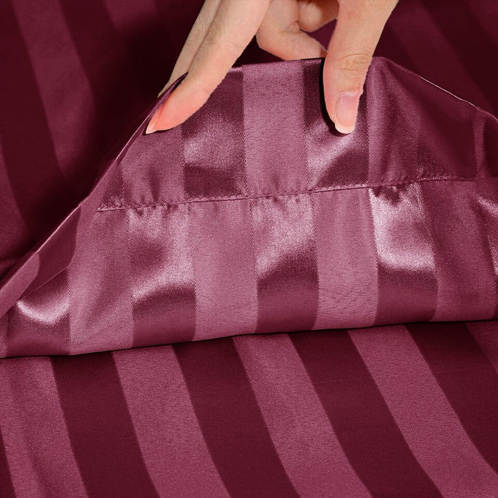 2Pcs 51x76cm Satin Pillowcase for Hair Skin Envelope Closure Pillowcase - Red