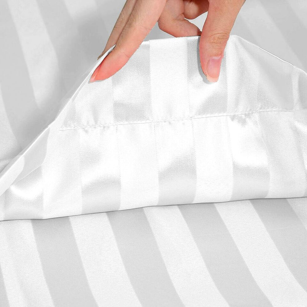 2Pcs 51x76cm Satin Pillowcase for Hair Skin Envelope Closure Pillowcase - White