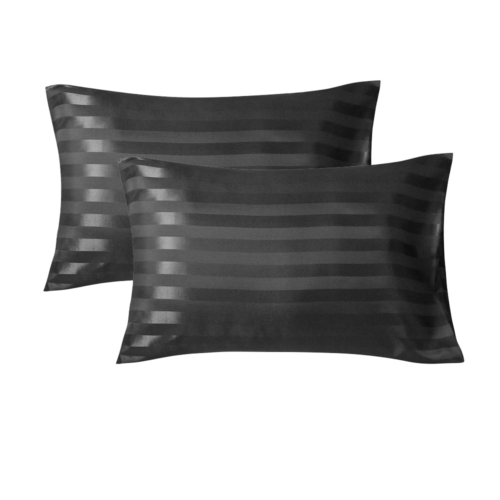 2Pcs 51x76cm Satin Pillowcase for Hair Skin Envelope Closure Pillowcase - Black