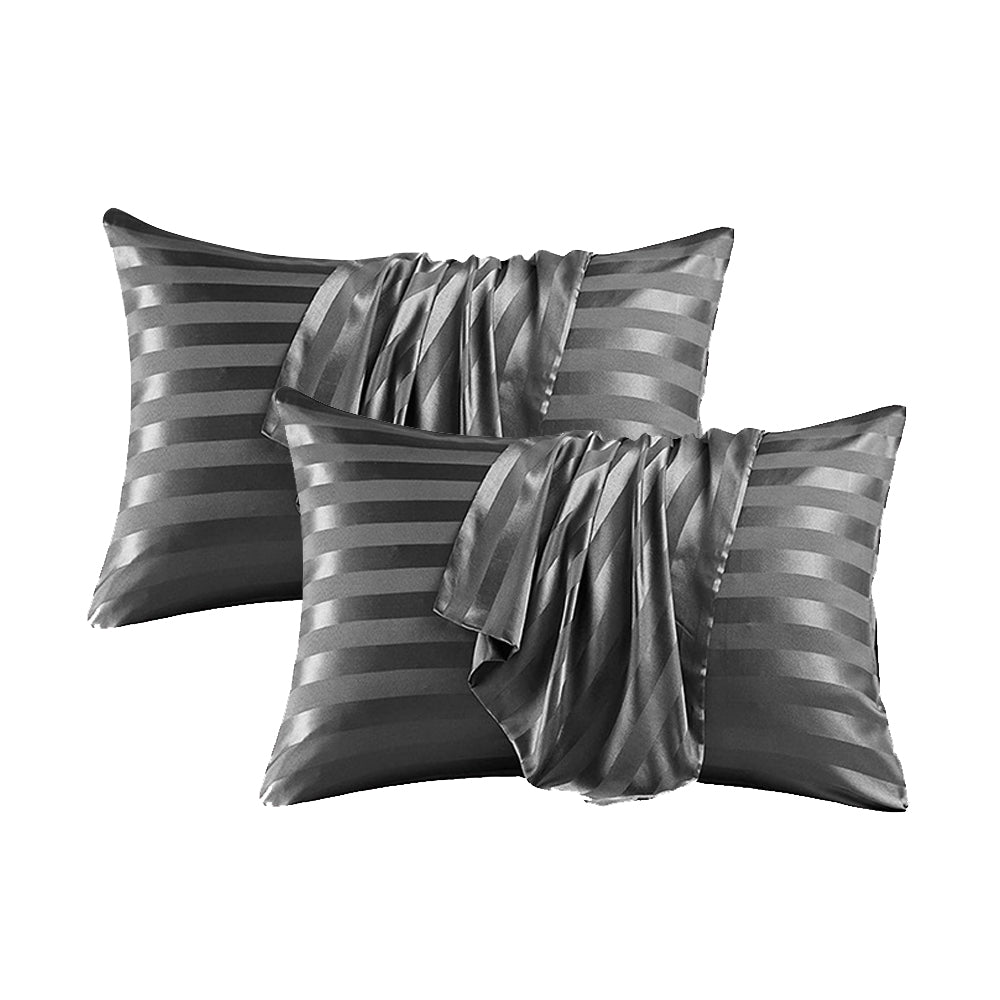 2Pcs 51x76cm Satin Pillowcase for Hair Skin Envelope Closure Pillowcase - Grey