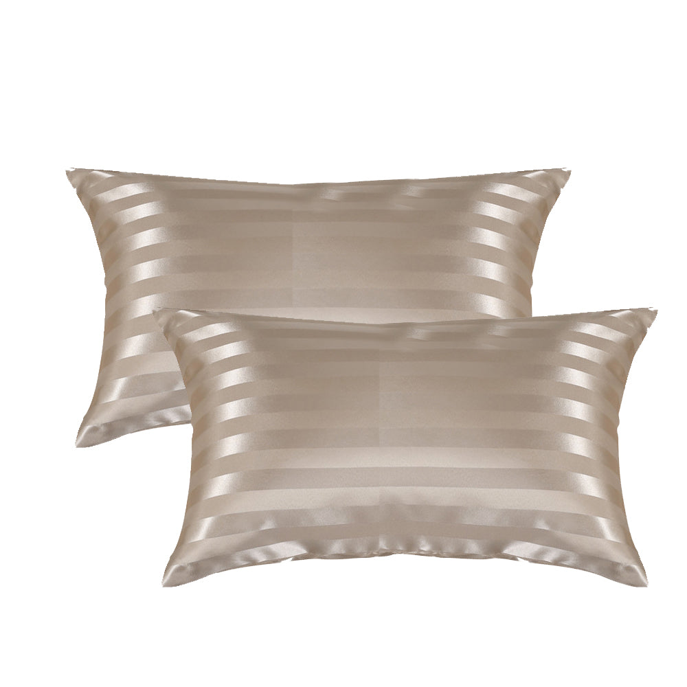 2Pcs 51x76cm Satin Pillowcase for Hair Skin Envelope Closure Pillowcase - Khaki