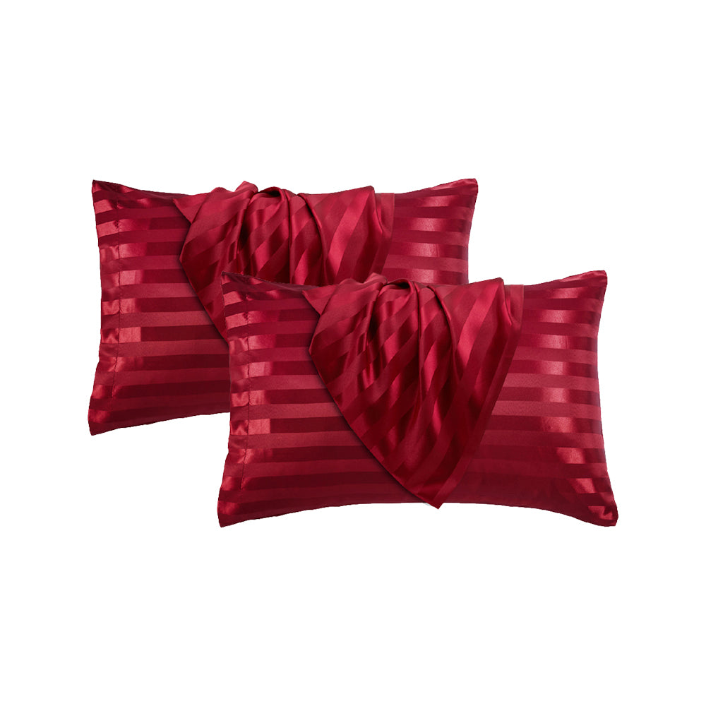 2Pcs 51x76cm Satin Pillowcase for Hair Skin Envelope Closure Pillowcase - Red
