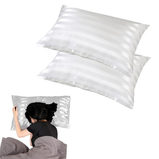 2Pcs 51x76cm Satin Pillowcase for Hair Skin Envelope Closure Pillowcase - White