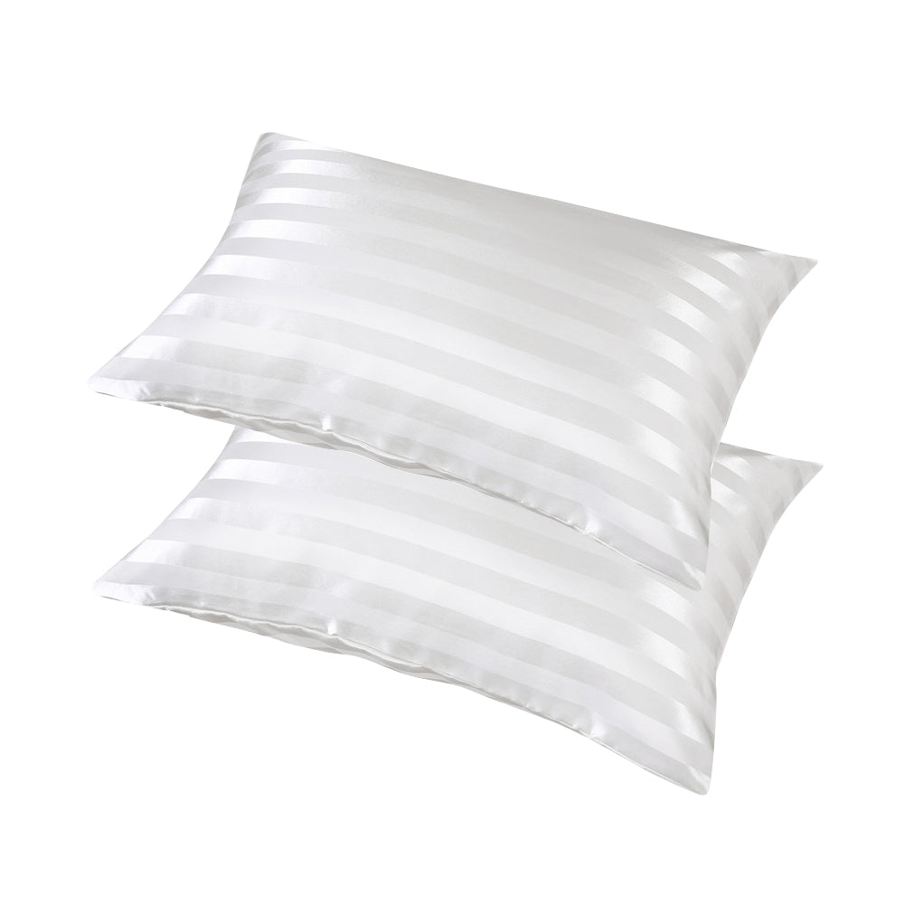2Pcs 51x76cm Satin Pillowcase for Hair Skin Envelope Closure Pillowcase - White