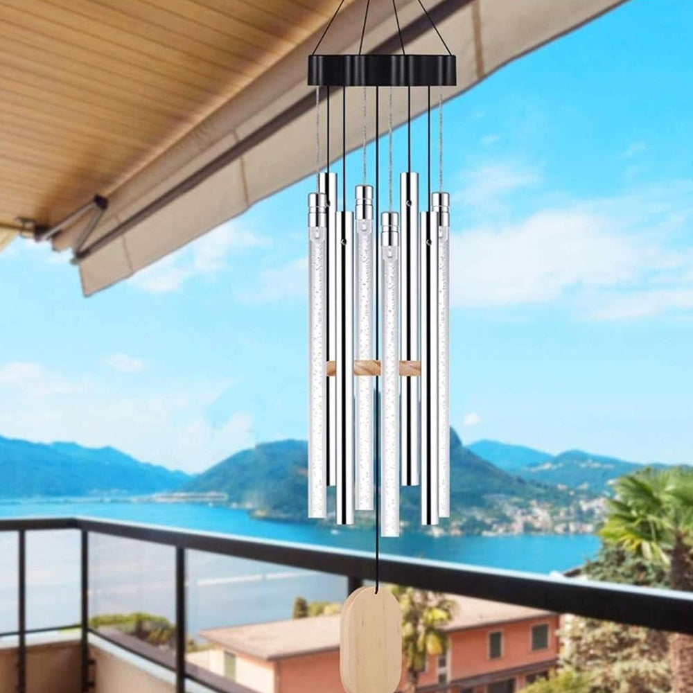 Solar LED Bubble Tube Wind Chime Colour Changing Light Hanging Outdoor Decor